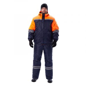 Костюм утепленный "Снег-Север", куртка с п/к, темно-синий/оранжевый 